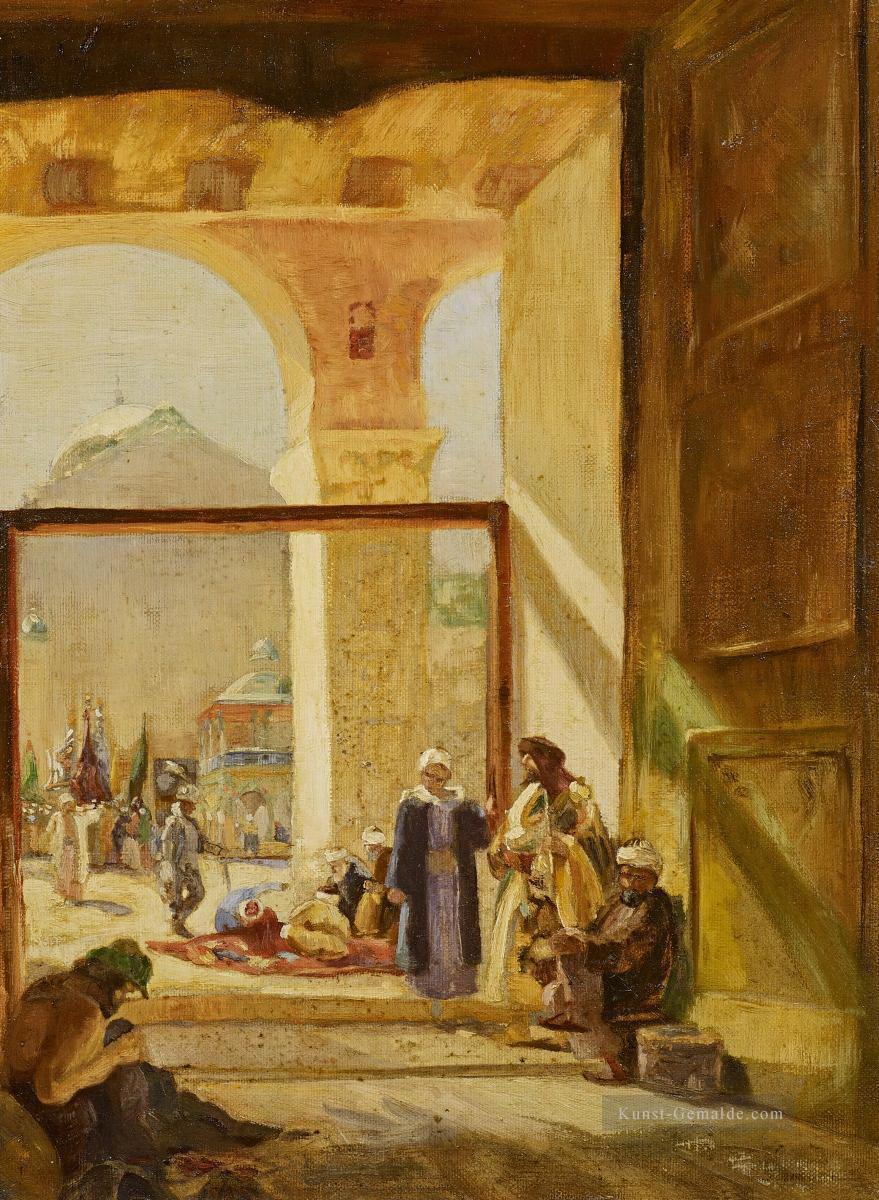 Atrium der Umayyad Moschee in Damaskus Gustav Bauernfeind Orientalist jüdisch Ölgemälde